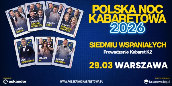 Plakat wydarzenia Polska Noc Kabaretowa 2026 – Siedmiu wspaniałych