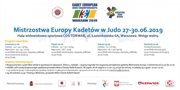 Plakat Mistrzostw Europy Kadetów w Judo