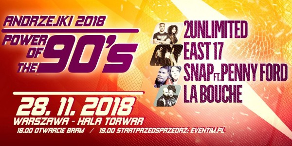 Plakat koncertu Andrzejki 2018 -  Power Of The 90`s