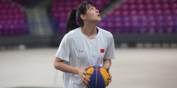 Trening w hali COS Torwar kadry narodowej Chin U23 w koszykówce 3x3