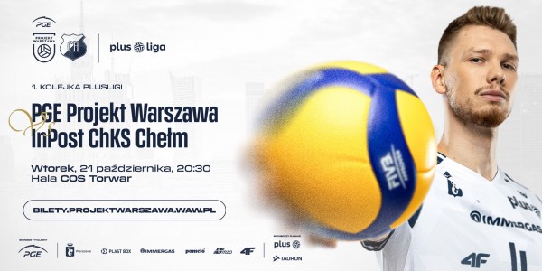 Plakat wydarzenia PlusLiga: PGE Projekt Warszawa – InPost ChKS Chełm